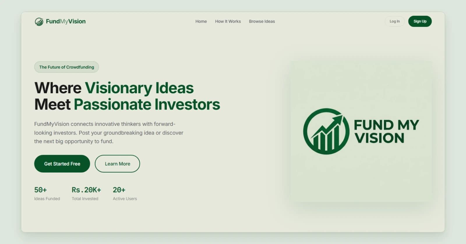 Fund My Vision crowdfunding platform preview