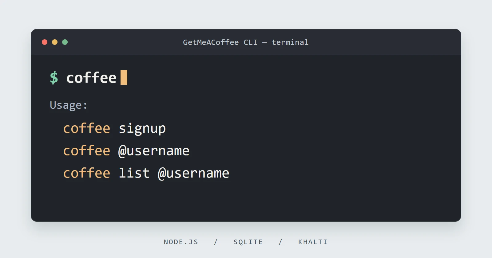 GetMeACoffee command line preview